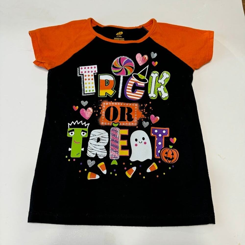 Toddler Girl's Halloween Icons Trick Or Treat Kawaii T Shirt Top 4T - Picture 1 of 8